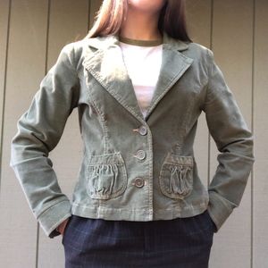 Tulle Olive Green Vintage Corduroy Blazer Jacket